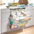 thumbnail image 2 of Yayeee Magnetic Dishwasher Cover for The Front Decoration Home Kitchen Machine Sticker Protector, Yellow Floral Wave, 2 of 6