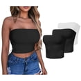 thumbnail image 6 of Lovskoo Womens 3 Pack Tube Tops Crop Tops Going Out Strapless Basic Backless Bandeau Bra Summer Outfits 2024 Y2K Clothes 2*Black + White, 6 of 6