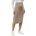 thumbnail image 4 of INSPIRE CHIC Women's Maternity Winter Warm High Waist Casual Side Split Stretchy Elastic Bodycon Sweater Midi Skirt Khaki XX-Large, 4 of 6