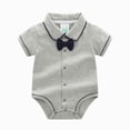 thumbnail image 2 of Baby Onesies Boy Bow Short Sleeve Romper Bodysuit Newborn Banquet Wedding Jumpsuit Clothes, 2 of 9