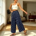 thumbnail image 6 of acuever 2026 Casual Summer Boho Polka Dot Pants for Women Cotton Linen Elastic Waist Wide Leg Barrel Palazzo Beach Lounge Trousers Capri, 6 of 6