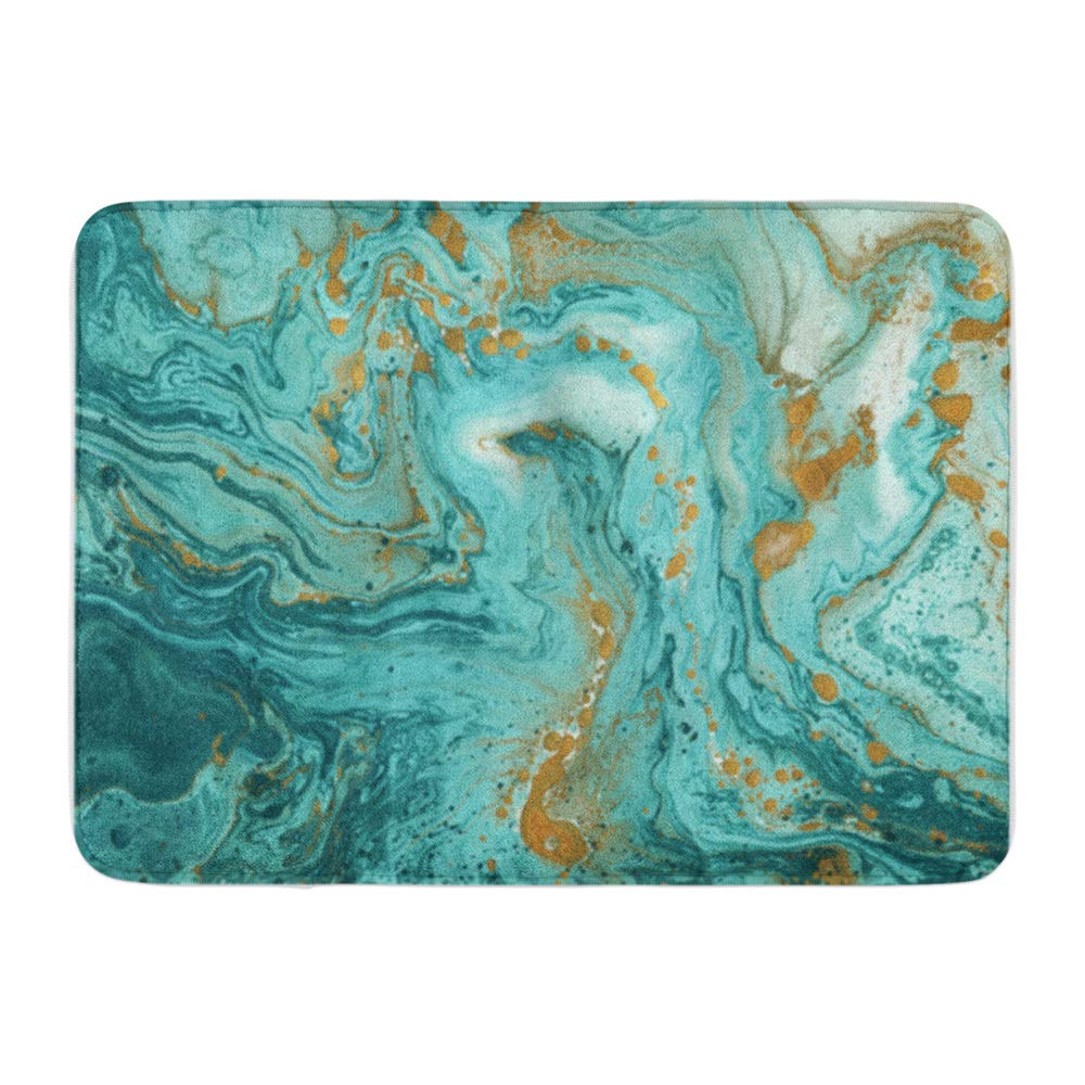 LADDKE Beautiful Abstract Golden and Turquoise Mixed ...