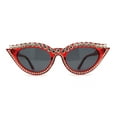 thumbnail image 3 of Full Crowned Rhinestone Studed Classic 20s Gothic Cat Eye Sunglasses Red Black, 3 of 4
