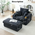 thumbnail image 5 of Aukfa 43 inch Corduroy Chaise w/ 2 Cupholders&Storage Ottoman, Plush Chair Bed, 3 Pillows, Gray, 5 of 15