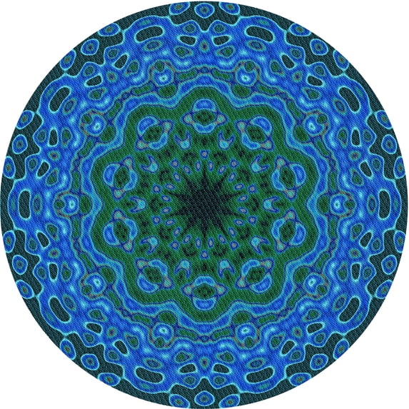 Ahgly Company Indoor Round Patterned Light Sea Green Area Rugs, 3' Round