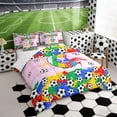 thumbnail image 2 of Erosebridal Letter C Pink Gradient Soccer Ball Print Bedding Comforter Set, Sports Monogram Full Bedding Set for Kids Boys and Girls, Reversible 7 Pieces, 2 of 6