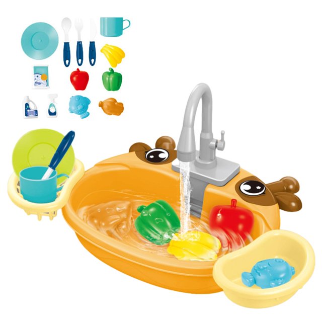 Fregadero de cocina Juguetes Jugar Ptos con agua corriente ños Juego de roles - Naranja Cervatillo anaranjado Zulema Juguetes de fregadero de cocina