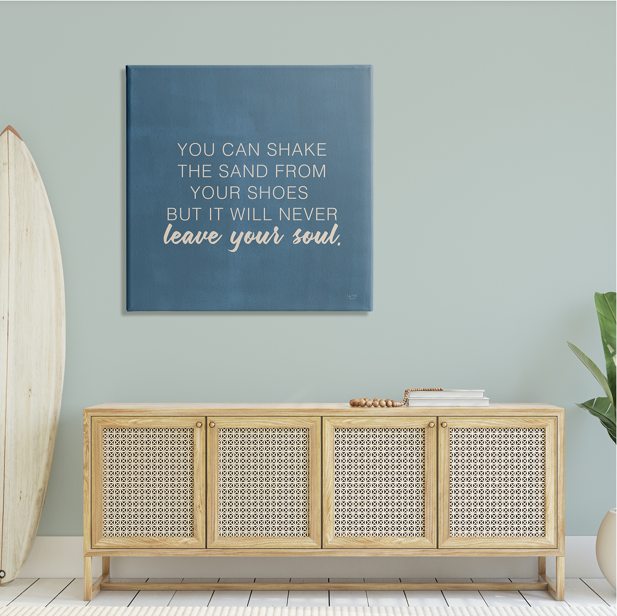 Stupell Industries Sand Never Leaves Your Soul Inspirational Phrase,36 x 36, Design by Lux + Me Designs