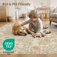 thumbnail image 4 of ODIKA 5'x7' Farmhouse Vintage Distressed Border Botanical Scroll Boho Orange Flowing Dynamic Washable Area Rug None Easy Care, Non-Shedding, Pet Friendly, for Small Living Room, Bedroom, 4 of 7