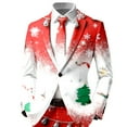 thumbnail image 3 of Mens Christmas Blazer Christmas Suit Jacket Notched Lapel Long Sleeve Blazer (Watermelon Red_2 L), 3 of 3