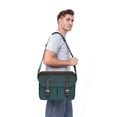 thumbnail image 7 of Mosiso Camera Case Crossbody Shoulder Messenger Bag, DSLR/SLR/Mirrorless Photography Vintage PU Leather Flap Gadget Bag with Rain Cover for Canon/Nikon/Sony Camera and Lens, Teal Green, 7 of 7