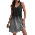 thumbnail image 2 of Womens Summer Casual Dresses Gradient Print Bohemian V Neck Sleeveless Pockets Tank Top Mini Dress Holiday Wear, 2 of 5