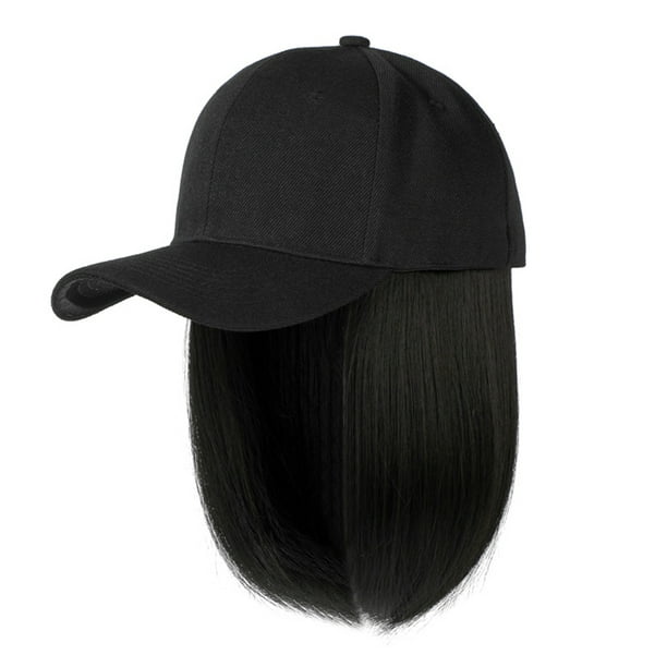 Baseball Cap with Hair Extensions Straight Short Bob Hairstyle ...