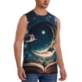 thumbnail image 2 of Fotbe Artistic Starry Sky Moon Book Men's Camiseta sin Mangas Estampada para Hombres, Playera Casual para Gimnasio, Entrenamiento, Playa-Medium, 2 of 7
