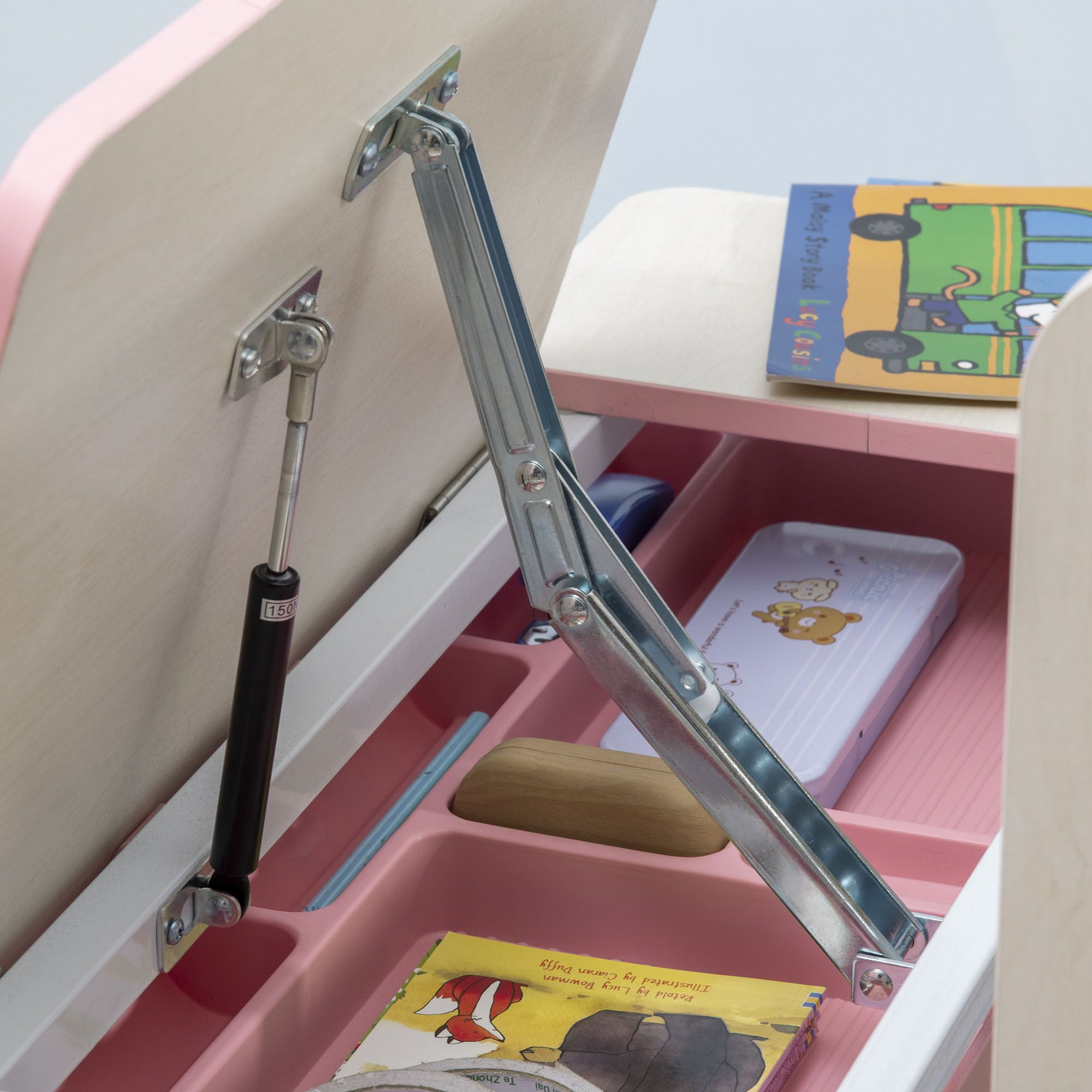 Height Adjustable Kids Study Desk with 0-60° Tilt Tabletop, Storage Shelves & Drawer, Stable I-Beam Children Writing Art Desk for Ages 3-12