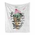 thumbnail image 1 of Enjoy the Little Things Soft Flannel Fleece Throw Blanket, Ice Cream on the Cone with Hand Lettering Inspirational Message, Cozy Plush for Indoor and Outdoor Use, 50" x 60", Multicolor, by Ambesonne, 1 of 6