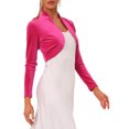 thumbnail image 5 of INSPIRE CHIC Women's Long Sleeve Open Front Velvet Cropped Bolero Shrug M Hot Pink, 5 of 7