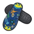 thumbnail image 2 of Junzan Fuzzy Feet Slippers For Women,House Shoes Non Slip Indoor/Outdoor,Dinosaur In Space Designs-Large, 2 of 9