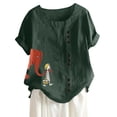 thumbnail image 3 of St Pattys Day Cotton Linen Blouses for Women,Women's Casual Button T Shirts Ruffle Sleeve Blouses Round Neck Loose Fit Tops SummerShirts for Women, 3 of 4