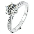 thumbnail image 4 of GRA Certified 1 Carat Round Moissanite Ring - 6 Prong Setting, Solid 925 Sterling Silver | VVS Quality Engagement Ring, 4 of 6