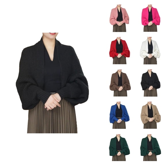 Sweater Scarf with Sleeves for Women Fall Winter Solid Color Soft Warm Knitted Shawl Wraps