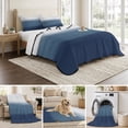 thumbnail image 6 of Queen Quilt Set 90''x96'', Navy Blue Ombre Lightweight Summer Bedspread Coverlet Set with 2 Pillow Shams, Modern Abstract Art Texture Breathable All Season Quilt Bedding for Bedroom/Guest Room, 6 of 9