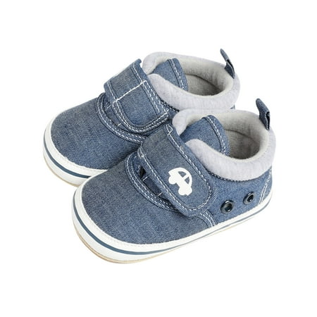 

Larisalt Shoes Baby Boys Girls Walking Shoes Hard Bottom Non Slip PU Leather Outdoor Sneaker Toddler First Walker Crib Shoes Blue