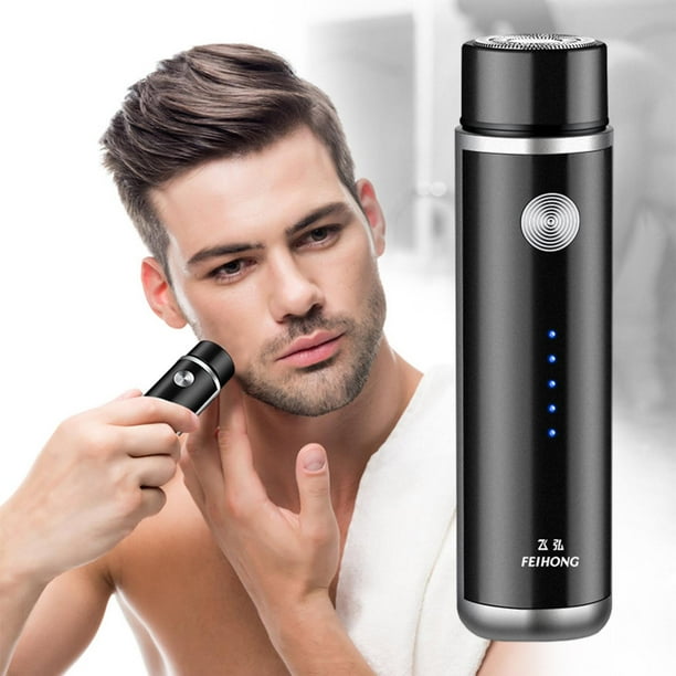 Mini afeitadoras eléctricas para hombre, afeitadoras eléctricas con máquina de afeitar, lavable portátil Negro shamjiam Mini afeitadora eléctrica para hombres