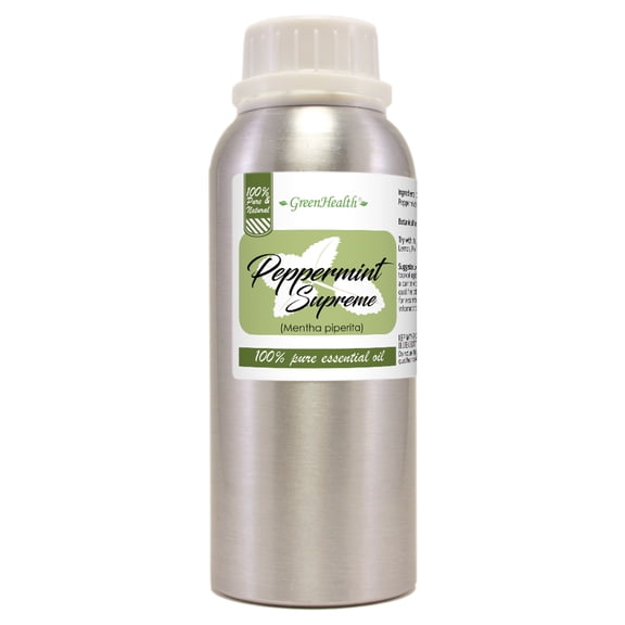 Peppermint Essential Oil – 100% Pure Mentha Piperita – GreenHealth – 8 fl oz (237 ml) Aluminum Bottle with Plug Cap – Aromatherapy, Diffusers, DIY, Candles, Fresh Home Scent