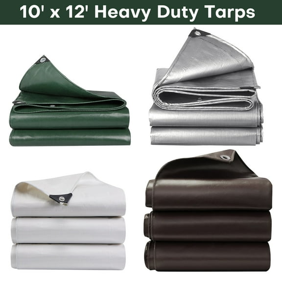 10'x 12' Super Heavy Duty 16 Mil Tarp Extra Thick Waterproof Poly Tarp Cover Rip and Tear Proof Tarpaulin
