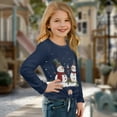 thumbnail image 3 of Xixirimido Snowman Berries Christmas Blue Pattern Girls Long Sleeve Shirts Cute Kids Fashion Crew Neck Tunic Tops Tie-hem Tees for Fall Winter, Size 5-6, 3 of 7