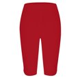 thumbnail image 4 of Solid Color High Waisted Yoga Pants, Breathable Five Quarter Design, Comfortable Stretch Material, Versatile Summer Exercise, For Fitness, Travel, Daily Wear, Lightweight Cotton Blend, Moisture, 4 of 5