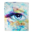thumbnail image 1 of SIDONKU Flannel Throw Blanket Watercolor Metaphysical Woman Eye and Abstract Color Contact Artist Soft for Bed Sofa and Couch 58x80 Inches, 1 of 1