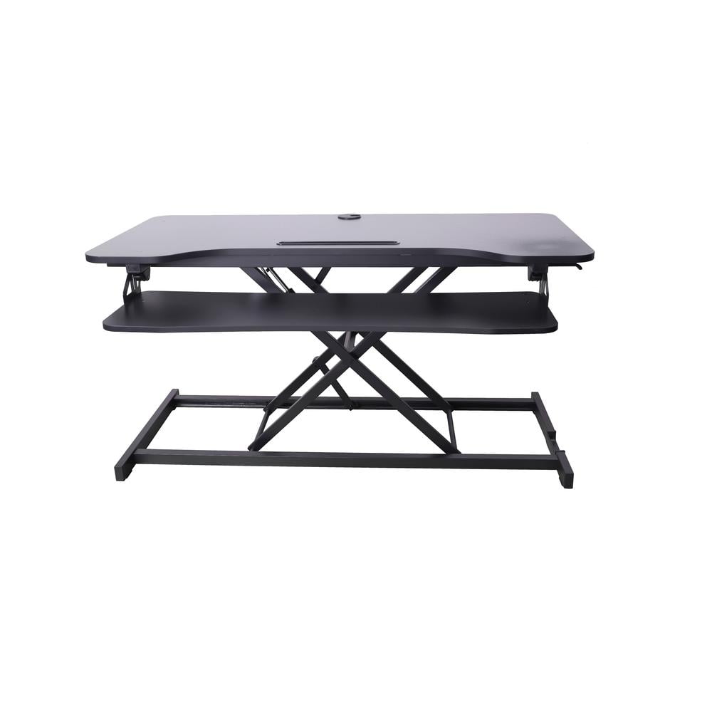 Rocelco 43" Tall Standing Desk Converter with Tablet Slot  and Floor Mat - Black