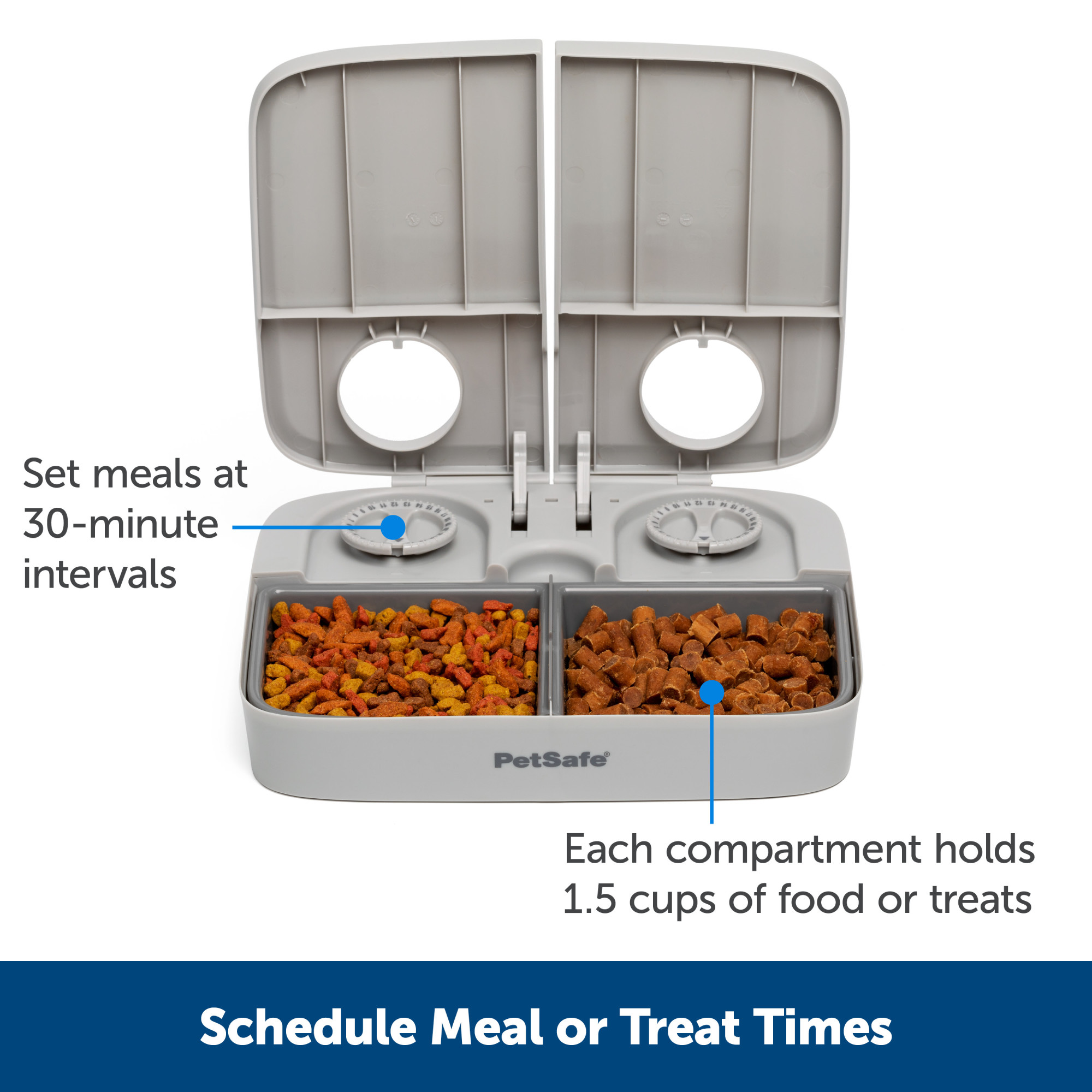 PetSafe Analog 2 Meal Programmable Pet Feeder, Dry or Semi-Moist Food, 3 Cup/16 Oz Capacity