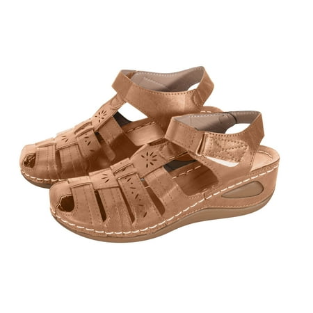 

BUIgtTklOP Sandals Women Women Hollow Out Shoes Comfy Sandals Casual Comfortable Beach Sandals Beige 39
