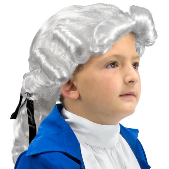 Colonial Powdered Wig, Child Size - Curly White Hair for Kid Costumes
