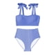 thumbnail image 5 of Trajes de baño para mujer, traje de baño de bikini de tirantes sin espalda de color liso para mujer, conjunto de bikini con bloques de color y hombros descubiertos, trajes de baño para mujer, trajes d, 5 of 6