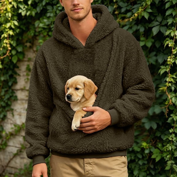 Mens Oversized Pet Carrier Hoodie Sweatshirt With Kangaroo Pocket For Small Cats Puppies Outdoor Walking Top