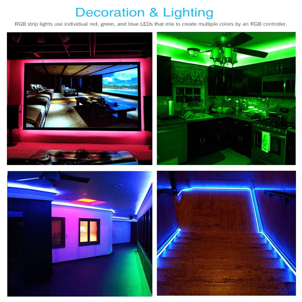 DAYBETTER 16.4ft/5M Waterproof RGB Led Strip Lights with Remote Controller  for Party,Home Decoration,Kicthen,Bedroom 