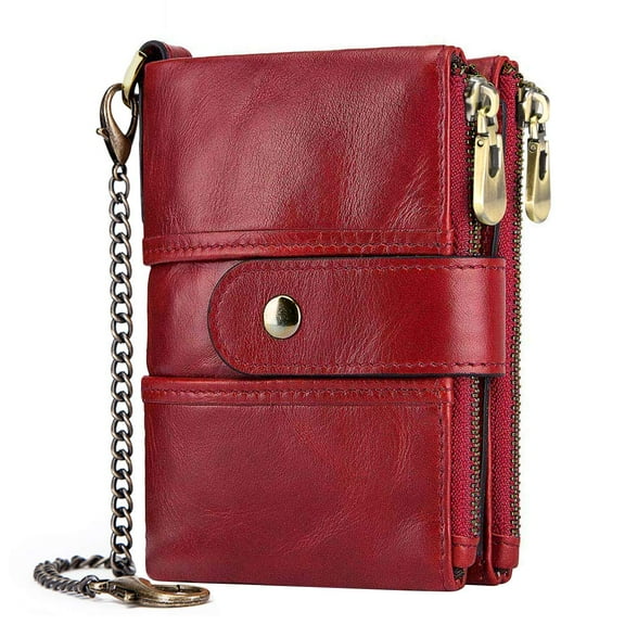 Womens Purse Leather Wallet RFID Blocking Ladies Purses with with Coin Pocket 16 Card Holder (Red)