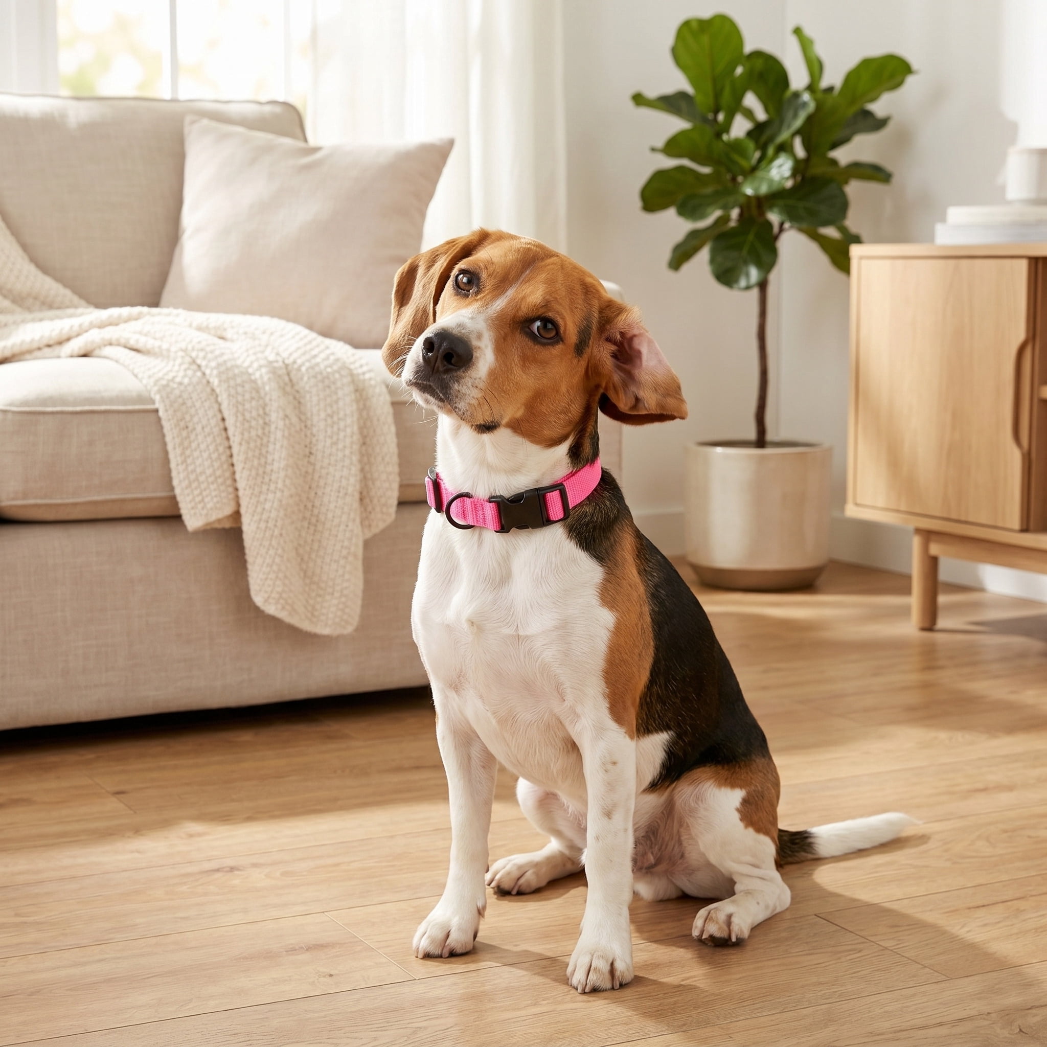 Vibrant Life Solid Polyester Adjustable Dog Collar, Pink, Medium