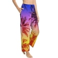 thumbnail image 2 of Disketp Palm Trees At Sunset Print Women'S Comfy Pajama Pants Casual Drawstring Palazzo Lounge Wide Leg Pants, 2 of 9