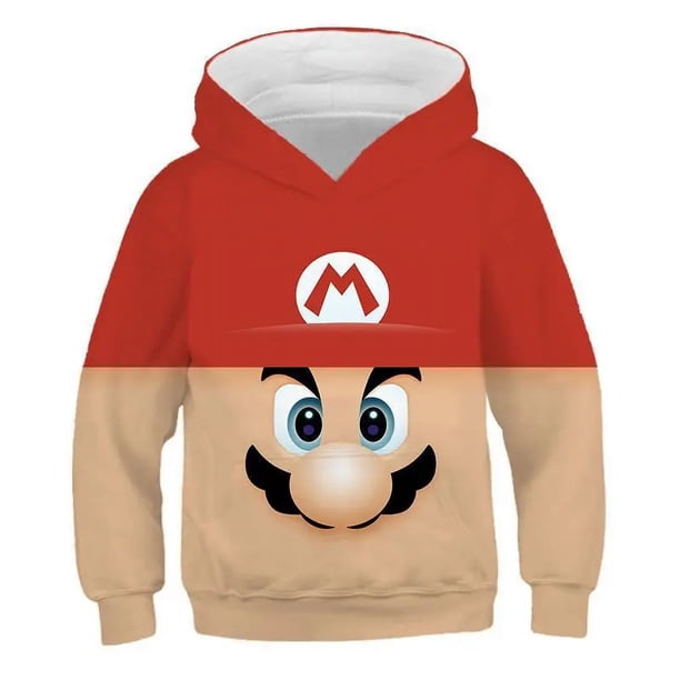 Ropa infantil con estampado creativo de Super Mario, sudadera informal de calle para hermano, sudadera deportiva para exteriores, sudadera con capucha para hermano de 2 a 14 años