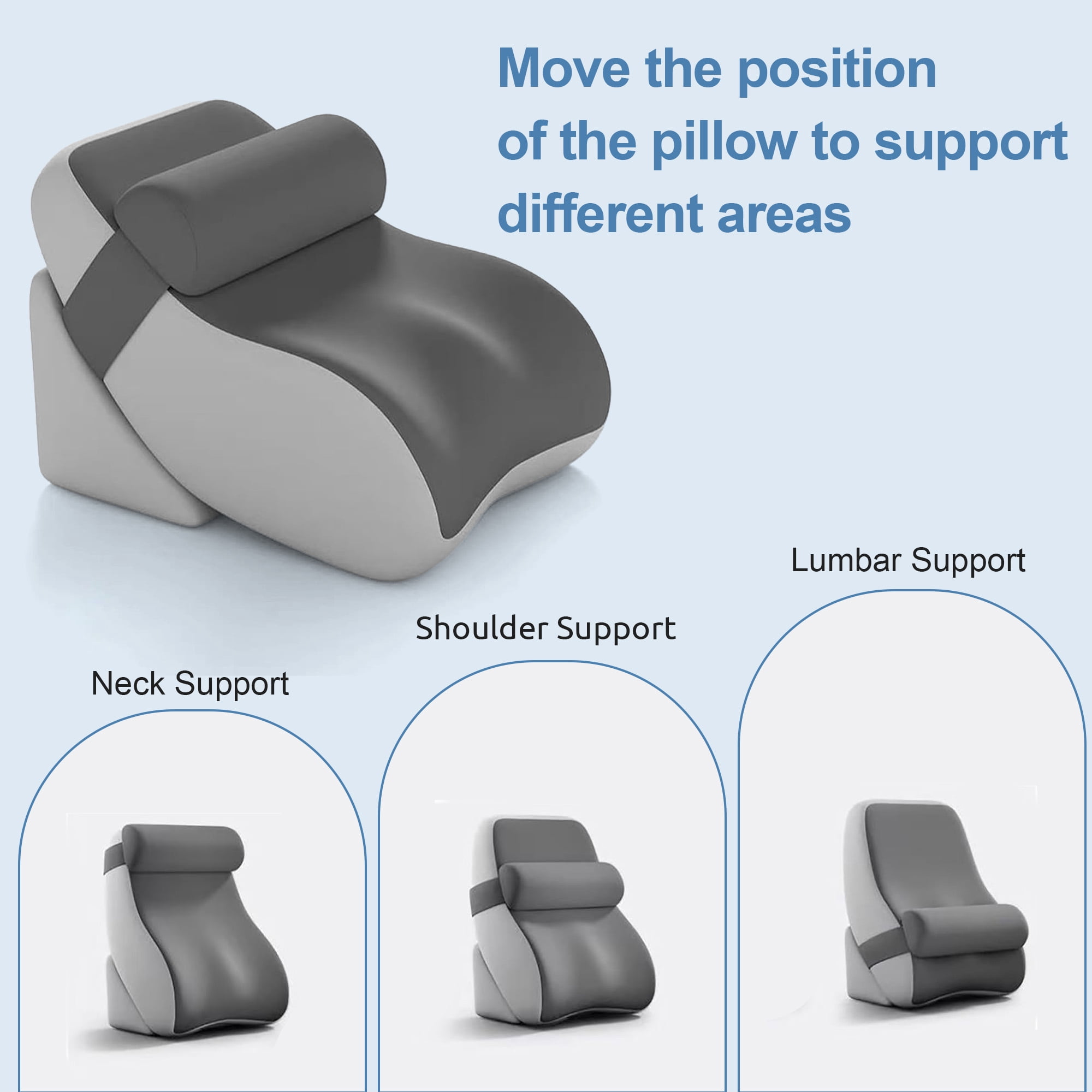 KAIPARA 3PCS Adjustable Wedge Pillow Headboard Set for Sleeping, Ergonomic Reading Pillow for Sitting in Bed, Bed Wedge with Premium Memory Foam for Back Pain Relief & Support, Leg Elevation