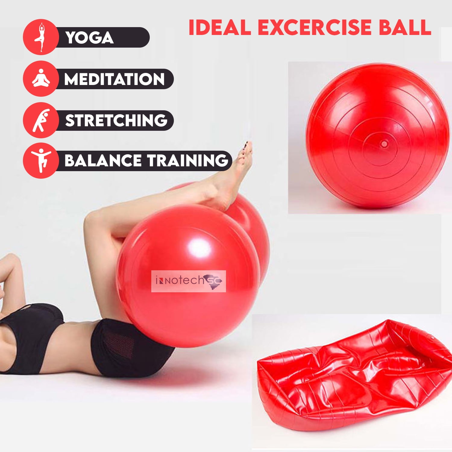 InnotechSC Peanut Ball - Anti Burst Exercise Ball for Labor Birthing, Physical Therapy for Kids, Core Strength, Flexible Seating, Home & Gym Fintness, sensory chair Wiggle Seat (Include Pump)