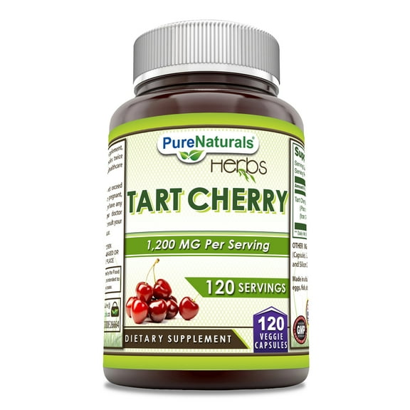 Pure Naturals Tart Cherry 1200 Mg Per Serving 120 Veggie Capsules Supplement | Non-GMO | Gluten Free | Made in USA