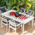 thumbnail image 2 of Valentine's Day Table Cloths for 5 Foot Rectangle Tables, Red Striped Love Eucalyptus Grey Plaid Patio Waterproof Elastic Fitted Tablecloths, Washable Rectangular Table Cover for Camping, 2 of 8
