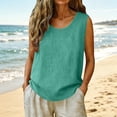thumbnail image 2 of idosla Cotton Linen Tank Tops for Womens Comfy Lounge Wear Summer Sleeveless Crewneck Shirt Casual Blouse Loose Fit Cami (Mint Green, S), 2 of 7