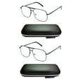 thumbnail image 2 of EYE ZOOM 2 Pack Men Metal Frame Square Aviator Style Geek Reading Glasses with Case , Black, +3.00, 2 of 5